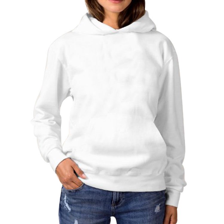 Kapşonlu Cepsiz Beyaz Sweatshirt