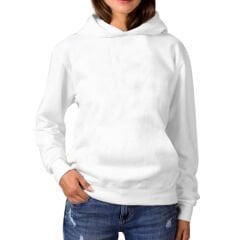 Kapşonlu Cepsiz Beyaz Sweatshirt