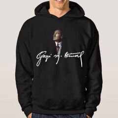 Kapşonlu Cepsiz Siyah Sweatshirt